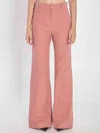 Chloé Cotton High Waist Flared Trousers With Back Pockets In Pink