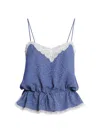 Chloé Lace Trim Floral Silk Jacquard Camisole Top In Green