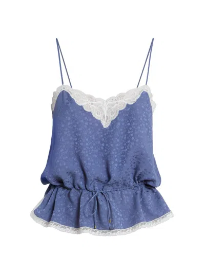 Chloé Lace Trim Floral Silk Jacquard Camisole Top In Green