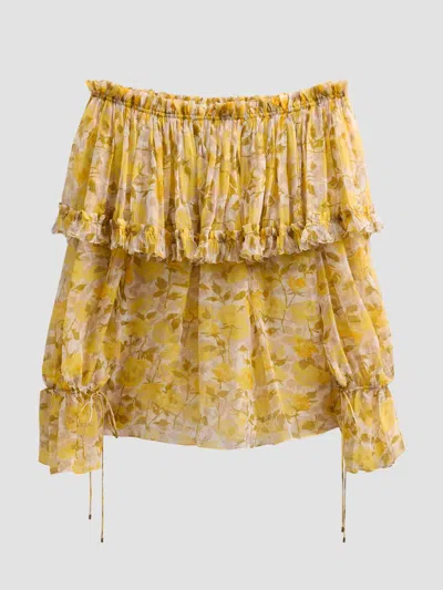 CHLOÉ WOMEN'S FLORAL SILK OFF-THE-SHOULDER TOP