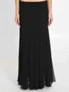 Chloé Maxi Skirt With Sheer Overlay And Flowy Design In Black