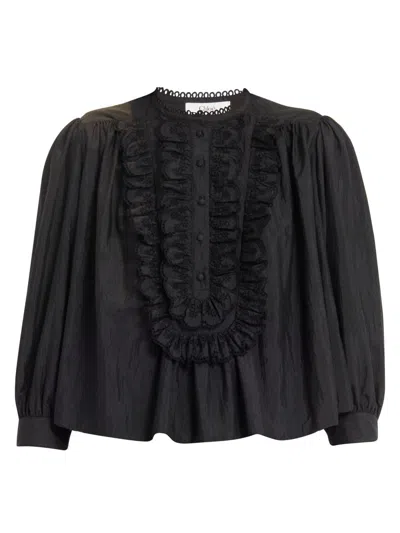 Chloé Women's Frilled Bib Blouse In Black