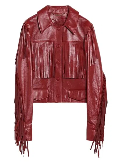 CHLOÉ WOMEN'S FRINGED LEATHER JACKET