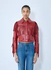 Chloé Fringed Collar Jacket With Flap Pockets In Red