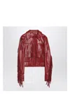 Chloé Fringed Collar Jacket With Flap Pockets In Red