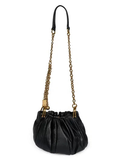 Chloé Women's Gathered Plissé Leather Shoulder Bag In Black