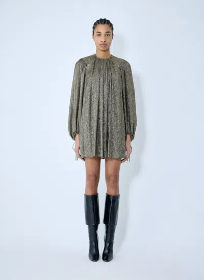 Chloé Women Gathered Silk Crêpon Mini Dress In Gold