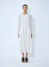 Chloé Gathered Long Dress In Silk Crêpon White Size 6 100% Silk, Pinctada Maxima, Farmed, Coo Australia In White