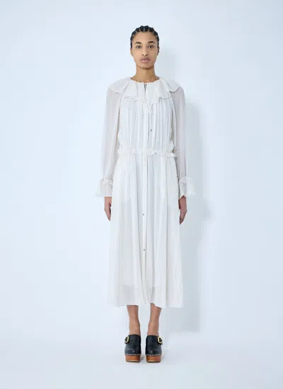 Chloé Women Gathered Silk Dress In White