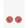 Chloé Chloe Womens Gold Ch0202s Metal Round Frame Sunglasses In Gold