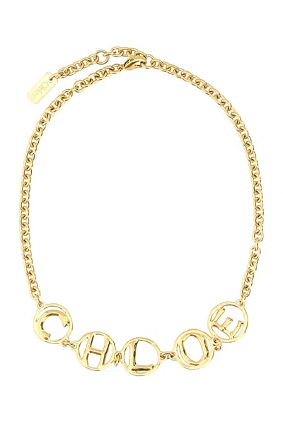 Chloé Chloe Women Gold Metal Chloe Script Chocker