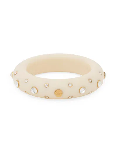 Chloé Women's Goldtone & Crystal Bangle In White
