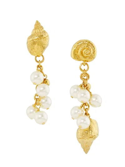 Chloé Women's Goldtone & Imitation Pearl Mismatched Seashell Drop Earrings