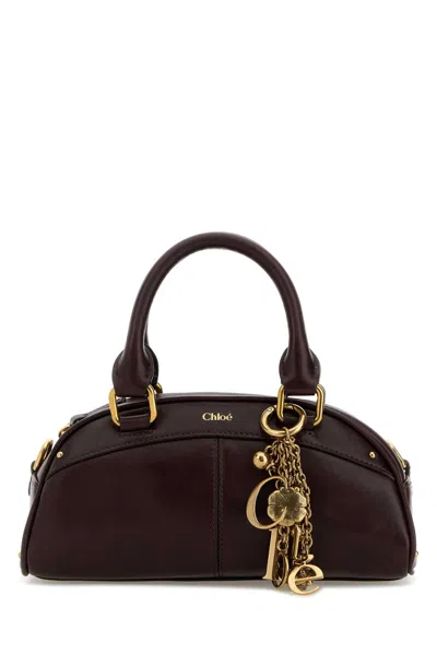 Chloé Chloe Women Grape Small Leather Bowling Chloe Small Handbag In Brown