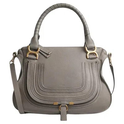 Pre-owned Chloé Women's Gray Marcie Small Double Carry Foldover Tote Bag, Brand New