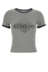 Chloé Chloe Women Grey Cotton T-shirt In Gray