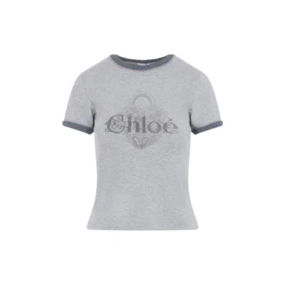 Chloé Grey Logo T-shirt In Gray