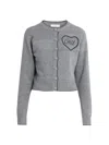 Chloé Fitted Cardigan With Logo In Wool And Cashmere Knit In Gray