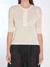 Chloé Henley Knit Top In Cream
