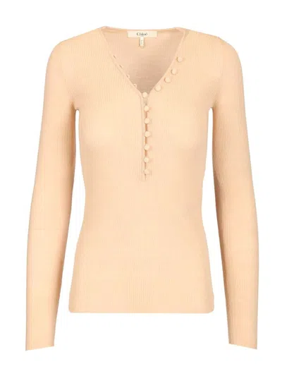 Chloé Chloe' Women "henley" Shirt In Brown