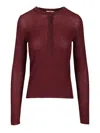 Chloé Pull Henley En Maille De Laine Extrafine In Red