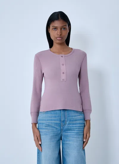 Chloé Fitted Henley Cotton Jersey Shirt Clothing In Pink