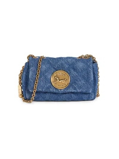 Chloé Women's Heritage Logo Emblem Denim Shoulder Bag