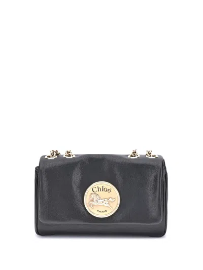 Chloé Heritage Small Crossbody Bag In Grained Leather In Black