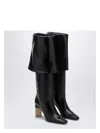 Chloé High Heel Knee-high Square Toe Boot In Black