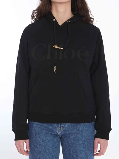 Chloé Chloe Women Hoodie With Snake Detail In Black