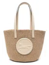 Chloé Large Horse Medal Basket Tote Bag In Paper And Leather In Deepivory