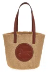 Chloé Beige Large Horse Medal Basket Tote In Brown