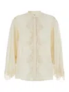 Chloé Fluid Silk Georgette And Lace Blouse In Gold