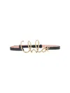 Chloé Small Iconic Logo Leather And Brass Belt In Black