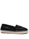 Chloé Woven Round Toe Espadrilles With Flat Rubber Sole In Black