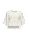 Chloé Women Ivory Cropped Logo T-shirt In White