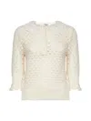 Chloé Women Ivory Knit Polo Shirt With Lace Collar In Neutral