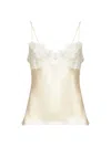 Chloé Women Ivory Washed Silk Satin And Lace Camisole Top In Silver