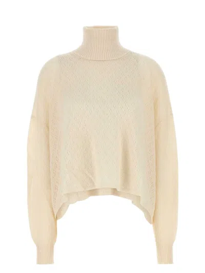 CHLOÉ WOMEN'S IVORY WOOL BLEND OVERSIZE SWEATER
