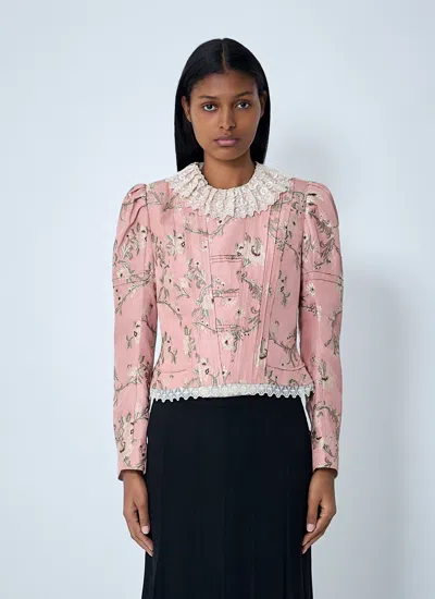 Chloé Women Jacquared Taffeta And Lace Jacket In Pink