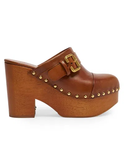 Chloé Women's Jeannette 60mm Leather Platform Clogs In Brown
