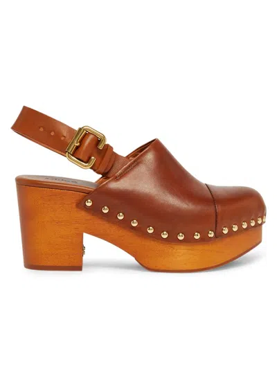 Chloé Women's Jeannette 80mm Leather Platform Clogs In Brown