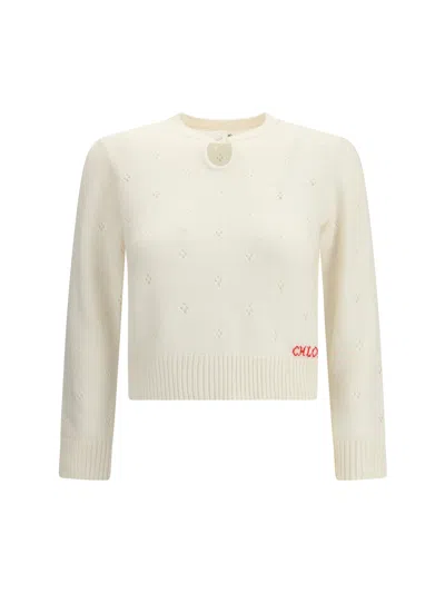 CHLOÉ CHLOÉ WOMEN JUMPER WITH A BUTTONED KEYHOLE NECK