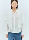 Chloé Blouse Cape Nouée Héritage En Soie Femme Blanc Taille 36 100% Soie, Pinctada Maxima, Farmed, Coo Aus In White