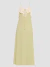Chloé Chloe Lace-trim Silk-georgette Maxi Dress In Dusty Green