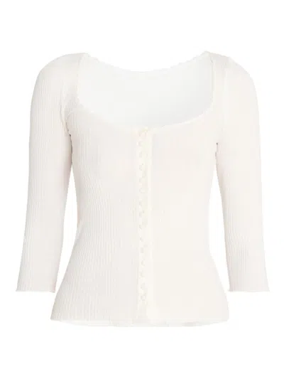 Chloé Women's Lace-trim Cotton Scoopneck Cardigan In Neutral