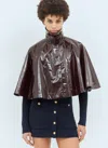 Chloé Women Lacquered Cropped Poncho In Brown