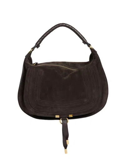 Chloé Women's Large Marcie Suede Shoulder Bag In Brown