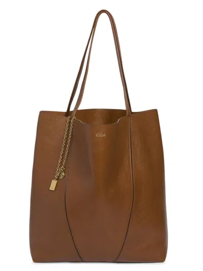 Chloé Women's Large Spin Leather Tote Bag In Brown