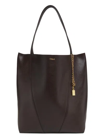 Chloé Women's Large Spin Leather Tote Bag In Brown